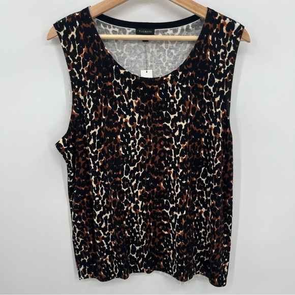 NWT Talbots Leopard Animal Print Sleeveless Top XL - Picture 1 of 7